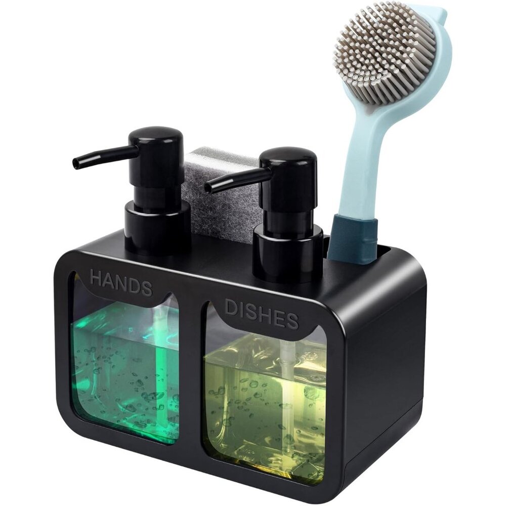 🆕 Kitchen Hand Soap Dispenser Sponge Caddy Brush Holder Organizer Useful Gadget